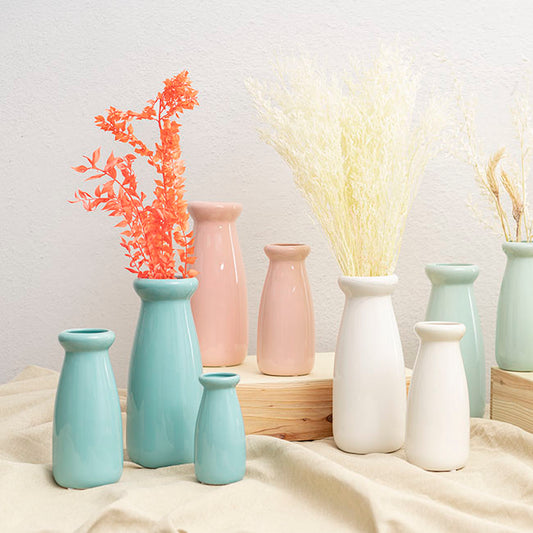 Ceramic Milk Bottle Medium White (9Dx20cmH)