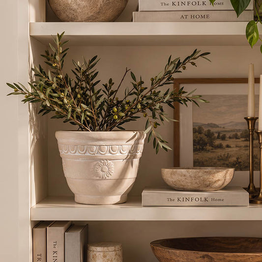 Cement Rosette Pot Off White (10x18x12.5cmH)
