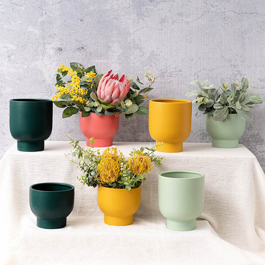 Ceramic Buffalo Pot Planter Matte Jasper (15.5cmx14cmH)