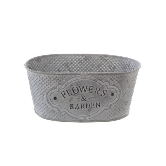 Tin Country Rustic Oval Pot Zinc (21.5x15.5x9.5cmH)