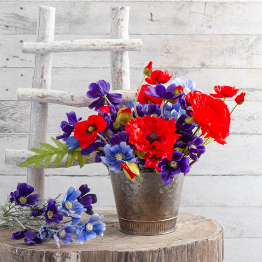 Tin Logan Rustic Metal Bucket Pot Zinc Silver (17.5x14cmH)