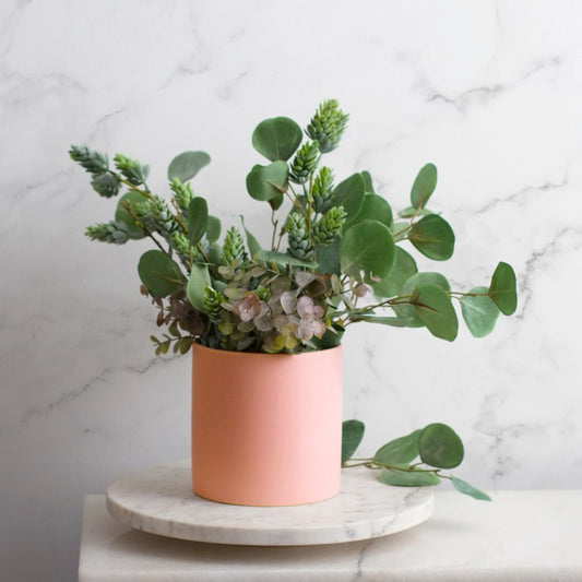 Ceramic Cylinder Pot Satin Matte Coral(14x14cmH)