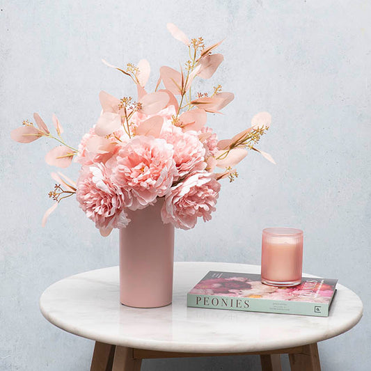 Ceramic Cylinder Vase Satin Matte Soft Pink (10x20cmH)