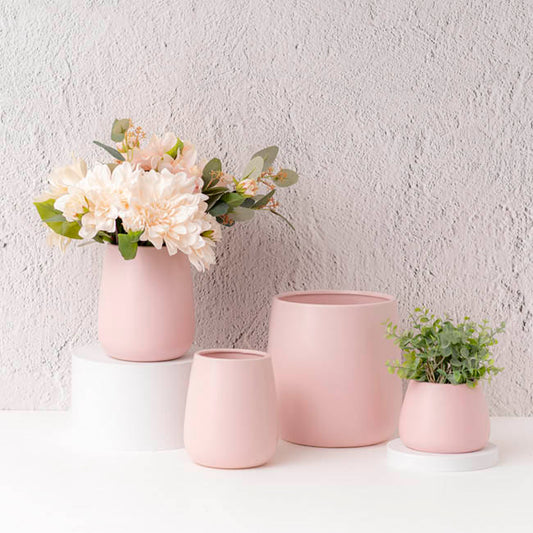 Ceramic Taron Belly Pot Matte Soft Pink (13x10cmH)