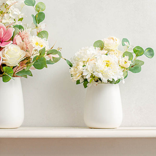 Ceramic Taron Belly Pot Matte White (15.5x18cmH)