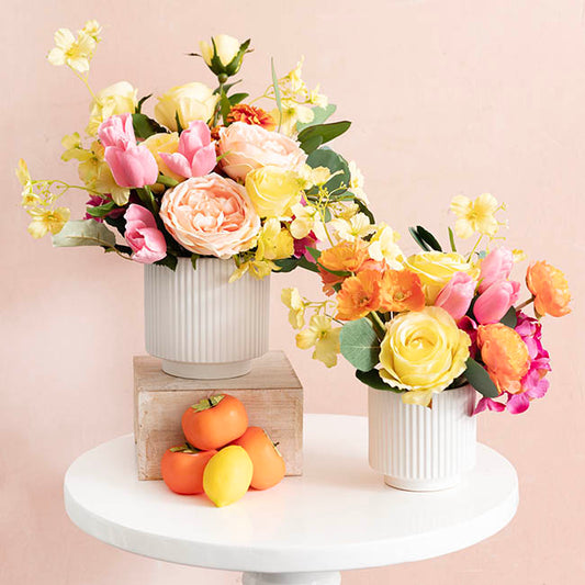 Ceramic Mykonos Muse Vase Matte White (14x14x14cmH)