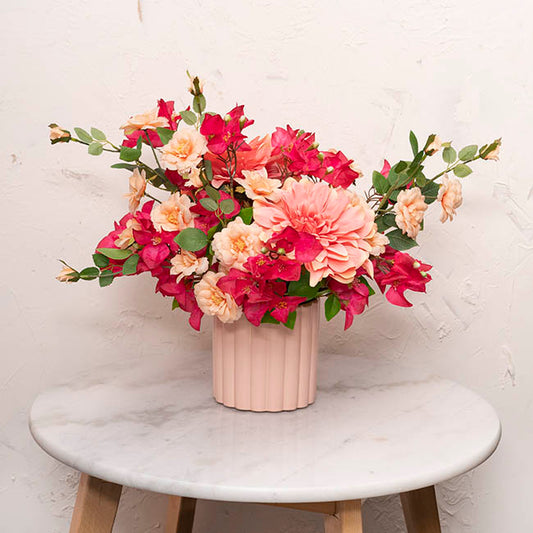 Ceramic Cylinder Lily Pot Matte Blush Pink (14Dx14cmH)