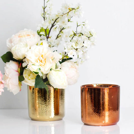 Ceramic Metallic Cylinder Pot Brass Gold (15.5x15cmH)