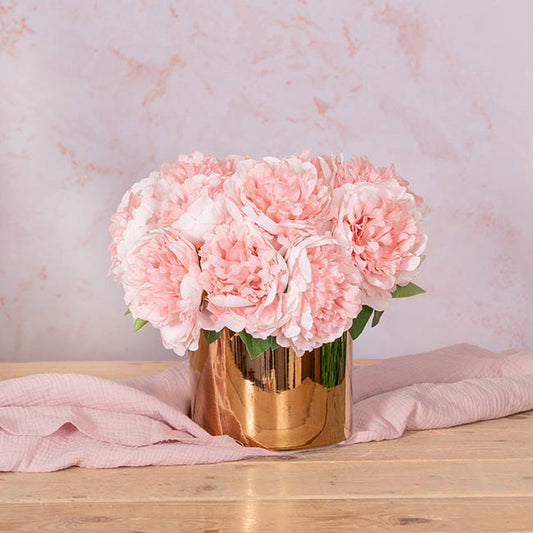 Ceramic Metallic Cylinder Pot Rose Gold (15.5x15cmH)