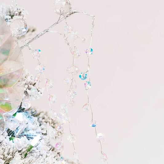 Iridescent Acrylic Crystal Cascading Spray Silver (107cmH)