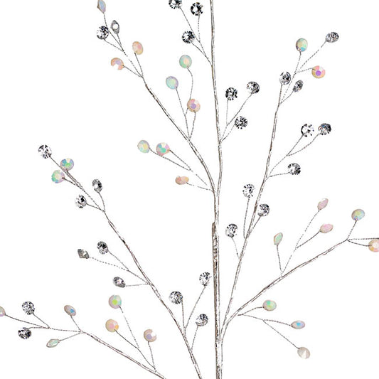 Diamante Crystal & Iridescent Beaded Spray Silver (76cmH)