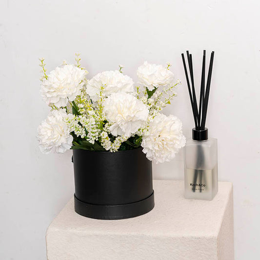 Real Touch Ruffle Carnation Stem White (9cmDx52cmH)