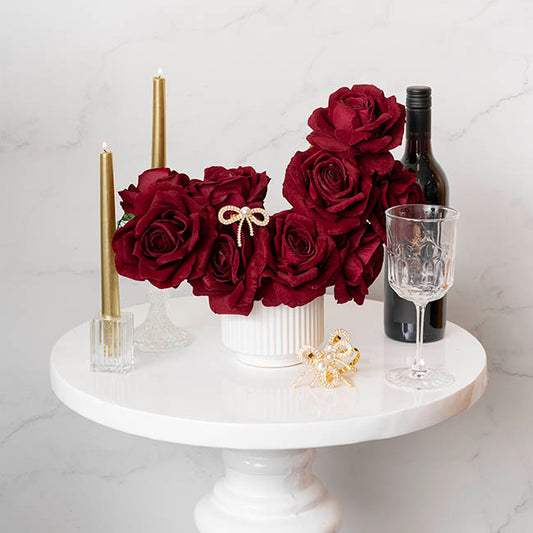 Velvet Rose Full Bloom Stem Burgundy (13cmDx75cmH)