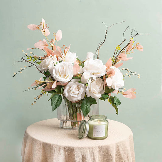 Velvet Rose Full Bloom Stem White (13cmDx75cmH)