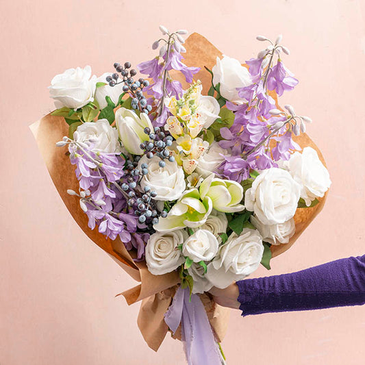 Velvet Rose x 5 Head Spray White (75cmH)