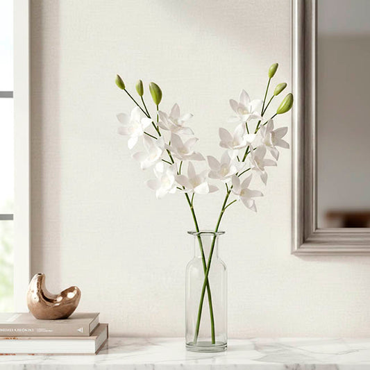 Real Touch Singapore Orchid x5 Flowers White (64cmH)