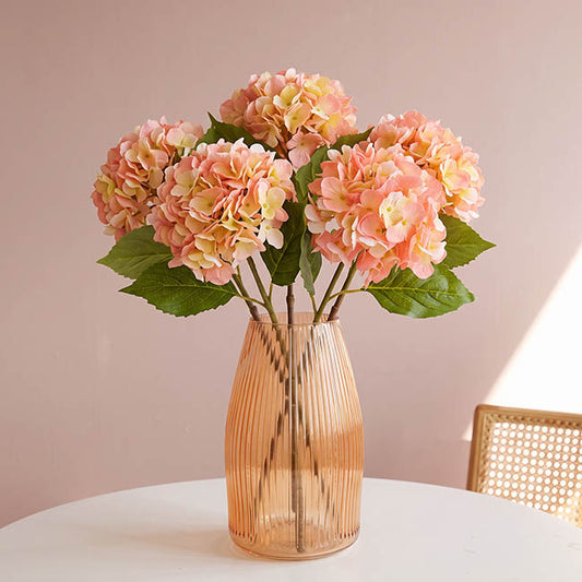 Mophead Hydrangea Stem Real Touch Yellow Pink (16cmDx53cmH)