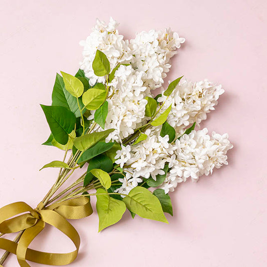 Faux Lilac Flower Spray White (78cmH)