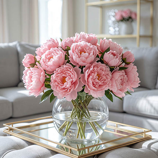 Peony x3 Head Spray Pink (77cmH)