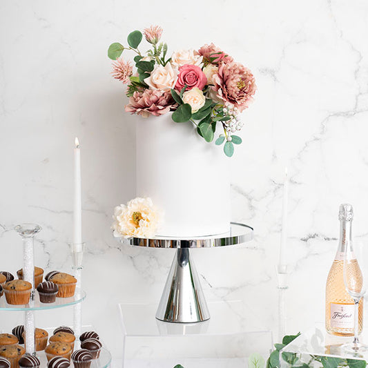 Real Touch Short Stem Rose x 3 Head Dusty Pink (36cmH)