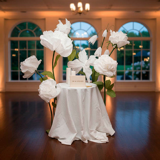 Giant Paper Rose Stem White (40cmDx155cmH)