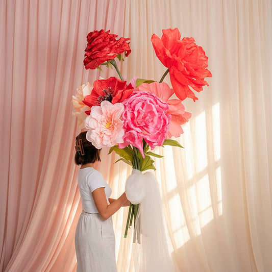 Large Paper Rose Stem Fuchsia (30cmDx125cmH)