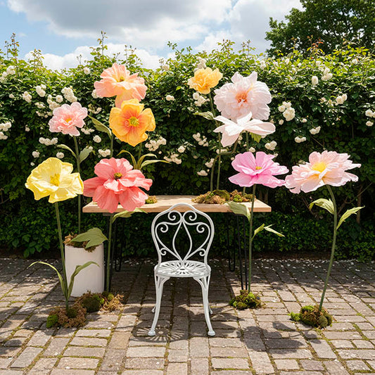 Giant Paper Anemone Stem Yellow Pink (45cmDx120cmH)