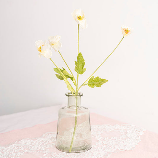 Poppy Spray 4x Flowers Yellow Centre White (58cmH)