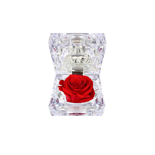 Amore Acrylic Diamond Box w Forever Rose Red (4.5cmH)