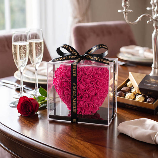Amore Rose Love Heart Hot Pink (12cmH)