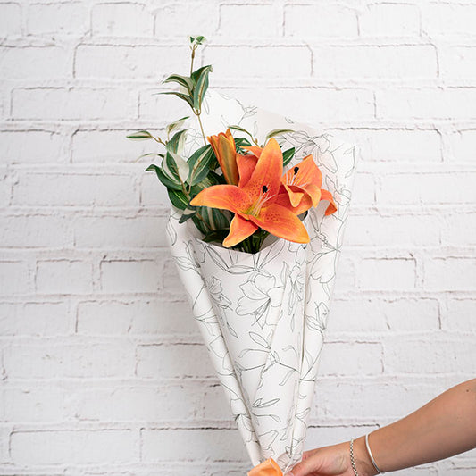 Real Touch 3D Tiger Lily 3 Head Orange (90cmH)