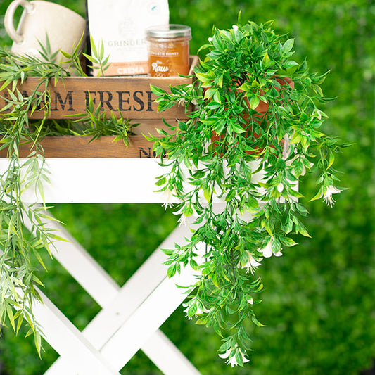 UV Treated Hanging Plant White Azalea Green (54cmH)