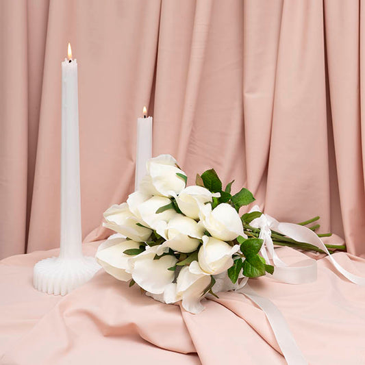 Rose Bud Bouquet x 10 Heads White (46cmH)