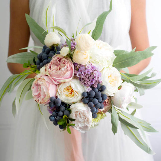 English Garden Rose Bouquet White (35cmH)