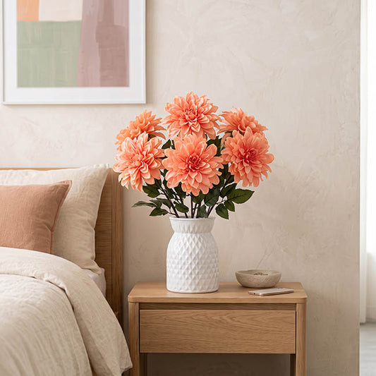 Dahlia Long Stem w Lge Flower Head Peach (19cmDx80cmH)