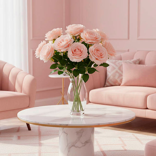 Sophie Open Rose Stem Pale Pink (11.5cmDx51cmH)