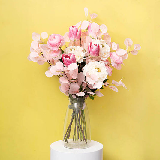 Frosted Eucalyptus Spray Light Pink (90cmH)