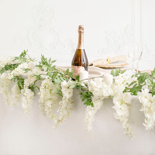 Wisteria x 9 Head Vine Garland White (200cmL)