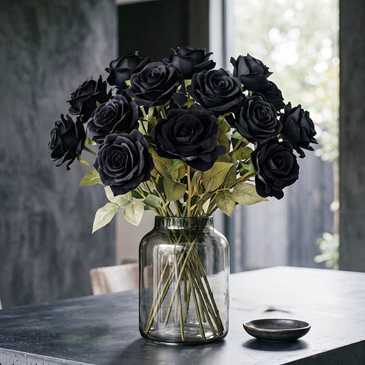 Event Velvet Rose Short Stem Black (11cmDx35cmH)