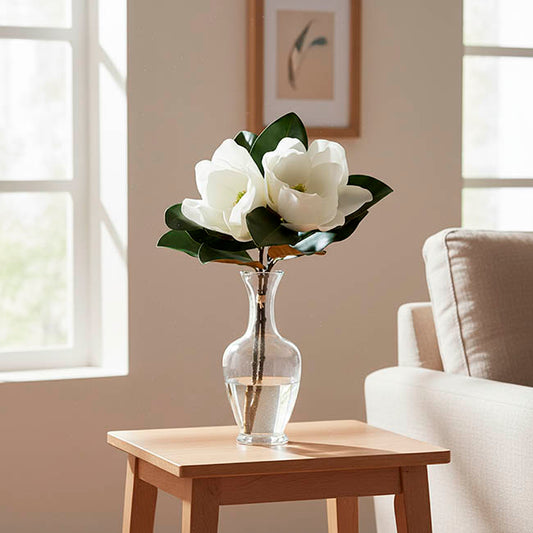 Real Touch Magnolia 2 Stem Bunch White (60cmH)