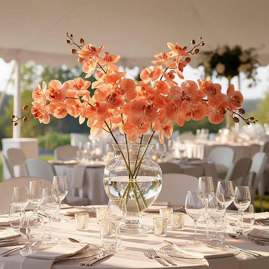 Real Touch 9 Head Phalaenopsis Orchid Stem Vermillion(81cmH)