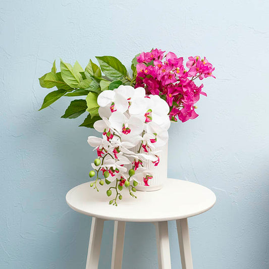 Real Touch 9 Head Phalaenopsis Orchid Stem White (81cmH)