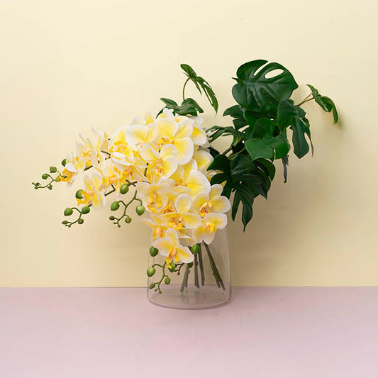 Real Touch 9 Head Phalaenopsis Orchid Stem Yellow (81cmH)