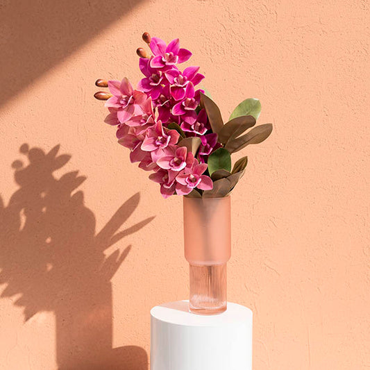 Real Touch 9 Head Cymbidium Orchid Magenta (76cmH)