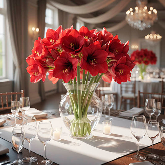 Real Touch 4 Head Clivia Stem Red (61cmH)