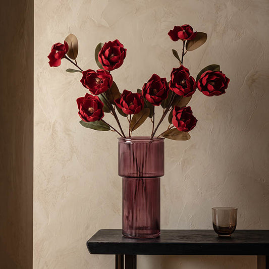 Magnolia Flower Spray 5 Heads Red (11cmDx97cmH)