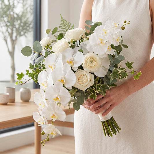 Orchid Spray x9 Flowers White (102cmH)