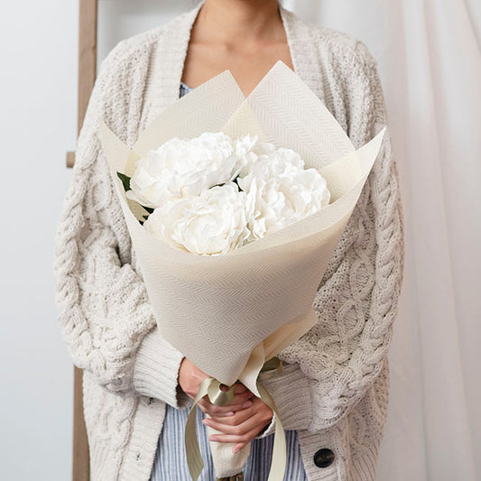 Real Touch Peony Stem Off White (15cmDx68cmH)