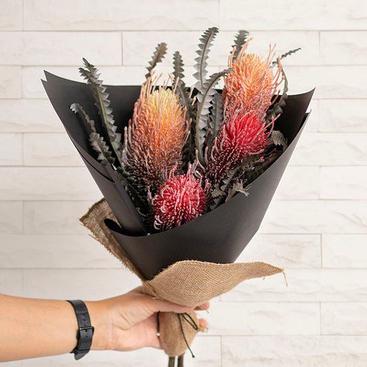 Real Touch Australian Banksia x 2 Head Spray Orange (80cmH)