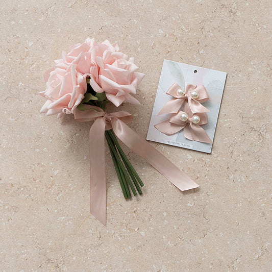 Siena Real Touch Rose Bouquet x 5 Heads Blush Pink (26cmH)